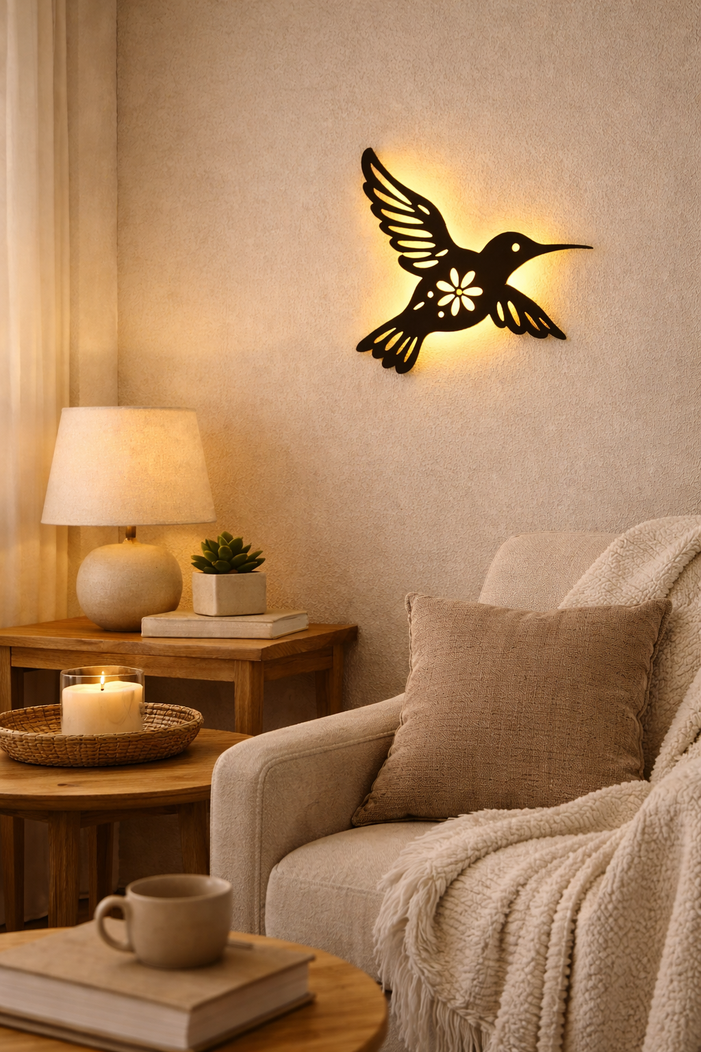 Arte de colibrí con luz LED ✨ Ilumina tu hogar con belleza, calma y armonía