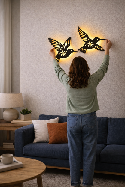 Arte de colibrí con luz LED ✨ Ilumina tu hogar con belleza, calma y armonía