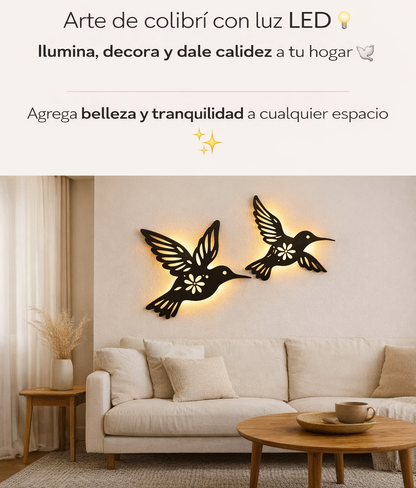 Arte de colibrí con luz LED ✨ Ilumina tu hogar con belleza, calma y armonía