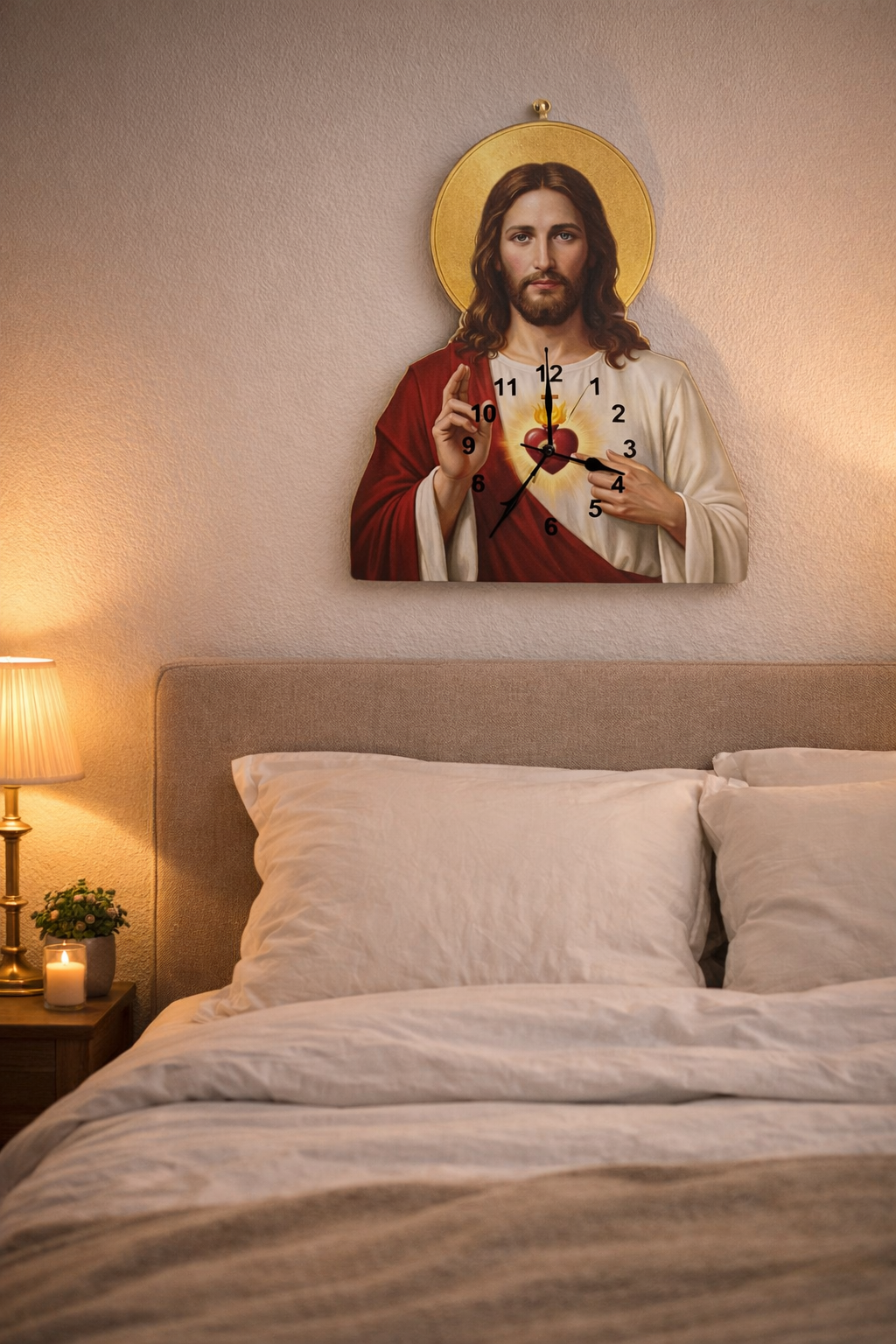 Reloj en Madera del Sagrado Corazón de Jesús🙏 – Decoración Religiosa para el Hogar